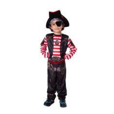 Fantasia Pirata Infantil Longo Com Lenço, Tapa Olho e Chapeu Carnaval 