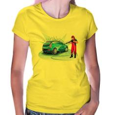 Baby Look Lava Jato Mulher - Foca na Moda, Amarelo, M