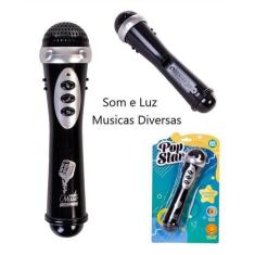 Microfone Infantil Musical Pop Star Preto - ARK