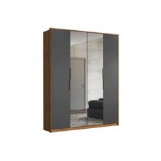 Guarda Roupa 4 Portas e 3 Gavetas c/ 2 Espelhos Attore Amendola/Grafit