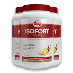 Kit 3 Isofort Vitafor Whey Protein 900g Baunilha
