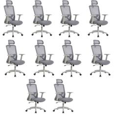 Kit com 10 Cadeira para Escritório Office Dallas Cinza