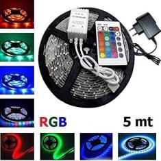 Fita Super Led 5mt Rgb 5050 Colorida Prova D' Agua + Controle + Fonte 