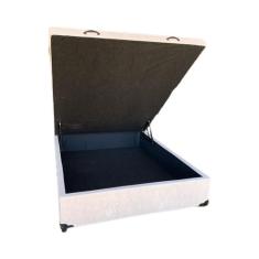 Cama Box Baú Casal Linhão Bege Com Pistão A Gás, Estrutura Reforçada, 