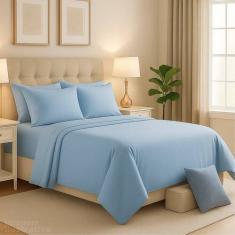 Lençol 300 fios Casal Padrão 4 Peças Com Elástico Unissex - ENTROU COM