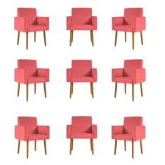 Kit 09 Cadeiras Poltronas Decorativa - Escritório - Recepção Cor:rosa