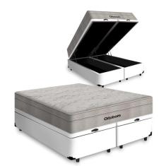 Cama Box Baú Queen Branca + Colchão De Molas Ensacadas - Ortobom - Air