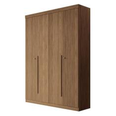 Guarda Roupa Solteiro Buriti Ripado 4 Portas - Santos Andirá, Jatobá