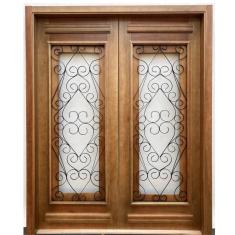 Porta Dupla Madeira Maciça/Ferro Completa 166x213x16cm Cedro Rosa Madeira