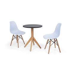 Conjunto Mesa de Jantar Maitê 60cm Preta com 2 Cadeiras Charles Eames - Branca