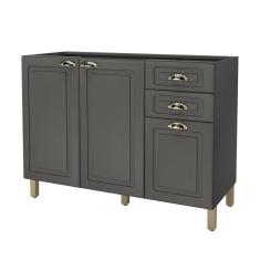 Balcão para Pia sem Tampo 3 Portas 2 Gavetas 120cm Paris Indekes Cinza