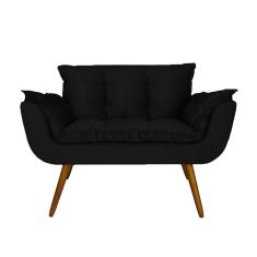Namoradeira Decorativa Estofada Para Recepção Clínica Opala Suede Preto - LM DECOR