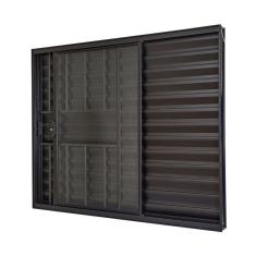 Janela de Alumínio Veneziana 100x150cm 3 Folhas Com Grade e Com Vidro Liso Ultra Ramassol