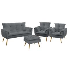 Namoradeira e 2 Poltronas Beta com Puff Lunar Sued Aradecor