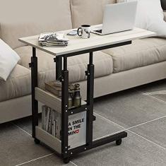 Mesa sobreposta com rodas inferiores deslizantes gratuitas, mesa de computador para carrinho de laptop ajustável em altura, mesa de café da manhã para leitura de enfermagem lateral do sofá,