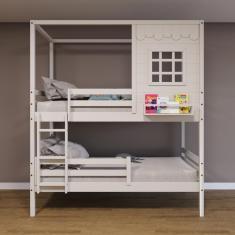 Beliche Casinha Reta com Grade Removível Madeira Maciça Branco Housin