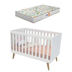 Berço Americano Ludmila Branco Bétula com Colchão Gazin – Carolina