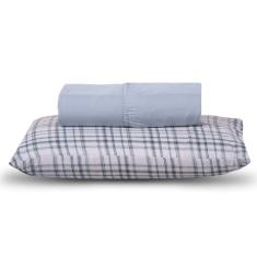 Jogo Cama Lençol Verace Solteiro Percal 300 Fios c/ Fronha Estampada 2 Peças - Cinza