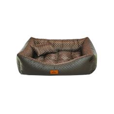 Cama para Cachorro Retangular em Corino + Poliéster Marrom Escuro LV Grande (G) 50 x 65 cm