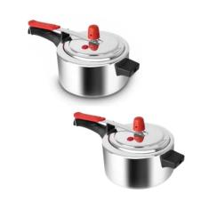 Kit com 2 Panelas de Pressão Polida 2 Litros Fechamento Interno Eirila