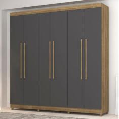 Guarda-Roupa Casal Império 6 Portas 2 Gavetas Nature/Alaska - Pnr Móve
