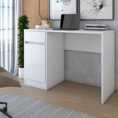 Mesa Escrivaninha Loft 1 Porta 1 Gaveta Branco - Panorama Móveis, Bran