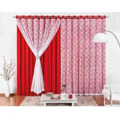 Cortina para Varão Yasmin 4,00 x 2,50 Metros Alt Renda e Malha - Verme