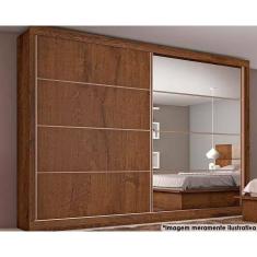 Guarda Roupa 2 Portas de Correr e 6 Gavetas e c/1 Espelho Sevilha Braúna - Europa