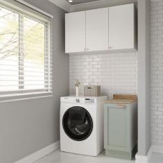 Lavanderia Modulada 2 Peças 1 Armário Aéreo 3 Portas 1 Balcão Arizona Cabecasa Madeiramadeira Branco/Menta