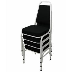 Kit com 4 Cadeiras Empilháveis Linha Hotel Plus Preto