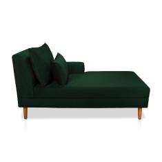 Divã Chaise Jade 1,60 Cm Pés Chanfrado Suede Verde