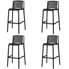 Kit 4 Banqueta Floripa Fratini 100 Cm (altura) Em Poliuretano (pu) Cor Preto