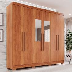 Guarda-roupa Casal Com Espelho 6 Portas 2 Gavetas França Cinamomo