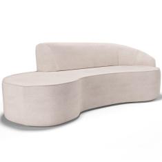 Sofá 5 Lugares Curvo Sala De Estar Living Firenze Direito D02 Linho Cru 300 Cm D-461 - Lyam