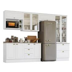 Cozinha Completa Americana 7 Peças com Cristaleira Branco - Móveis Hen