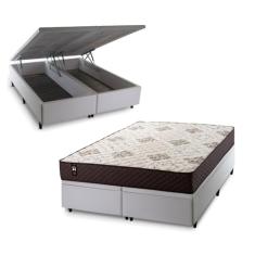 Conjunto Box Baú Allura Marrom 158x198x65 c/ Molas Ensacadas