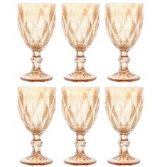Conjunto de 6 Taças para Água Diamond de Vidro Âmbar Metalizado 325ml - Lyor