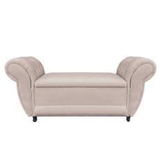 Divã Recamier Com Baú Grécia 1,55 Cm Suede Bege