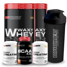 Kit 2x Whey Protein Waxy Whey 900g + BCAA 100g + 2x Creatina 100g + Coq - Bodybuilders-Unissex