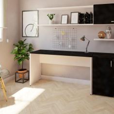 Mesa Reta Corp 25mm 160 cm Bramov Móveis Branco/Preto