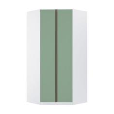 Guarda Roupa Canto 2 Portas 111,9cm Branco Com Verde Jade