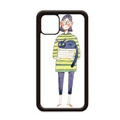 Miaoji Pintura Gato Meganekko Girl para iPhone 11 Pro Max Capa para Apple Mobile Case