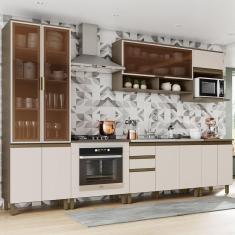 Cozinha Completa 7 Peças para Forno Embutir e Cooktop 11 Portas Aurora Espresso Móveis Duna/Cristal