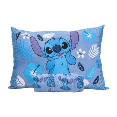 Jogo Lençol Stitch Blue 2 Peças Com Elástico Solteiro Malha