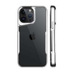 Capa de telefone com moldura macia TPU galvanizada para iPhone 11 12 13 14 15 Pro Max Capa traseira transparente acrílica à prova de choque, prata, para iPhone 14 Plus