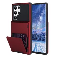 Marphe Capa carteira para Samsung Galaxy S22 Ultra com 4 compartimentos para cartão de crédito à prova de choque capa híbrida de proteção resistente para celular compatível com Samsung Galaxy S22