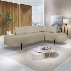 Sofá de Canto Luna Orgânico 265 cm Para Sala de Estar Cru