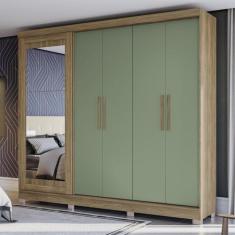 Guarda Roupa com Espelho e Pés 5 Portas 4 Gavetas - Kappesberg