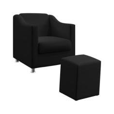 Kit Poltrona Alya E Puff Izar Sued Preto Aradecor