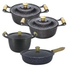 Jogo Panelas Alumínio Craqueado, Caldeirão e Frigideira - Okayshop